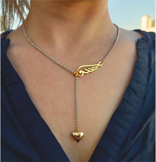 Colar Angel of Love Gold - em aço inoxidável
