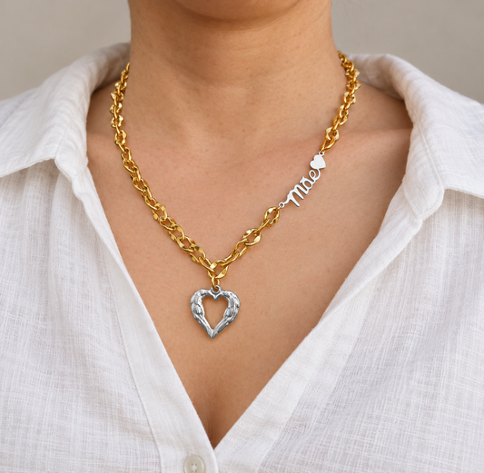 Colar Mother`s Heart Gold - em aço inoxidável