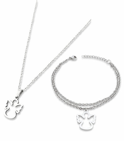 Conjunto Colar e Pulseira Dina - em aço inoxidável