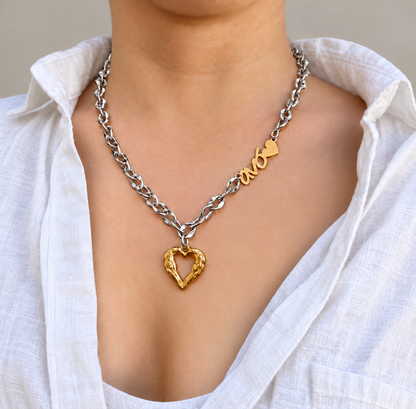 Colar Grandmother Heart Silver - em aço inoxidável