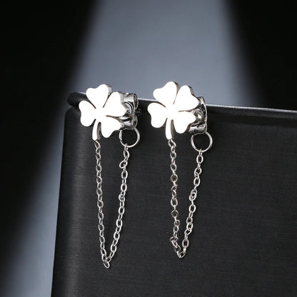 Brincos Silver Clover - em aço inoxidável