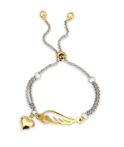 Conjunto Colar e Pulseira Angel of Love Gold - em aço inoxidável