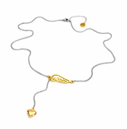 Conjunto Colar e Pulseira Angel of Love Gold - em aço inoxidável