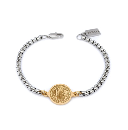 Pulseira St. Benedict`s - em aço inoxidável dourado