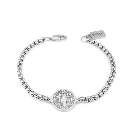 Pulseira St. Benedict`s - em aço inoxidável