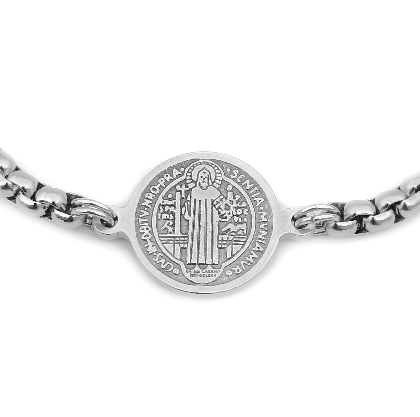 Pulseira St. Benedict`s - em aço inoxidável
