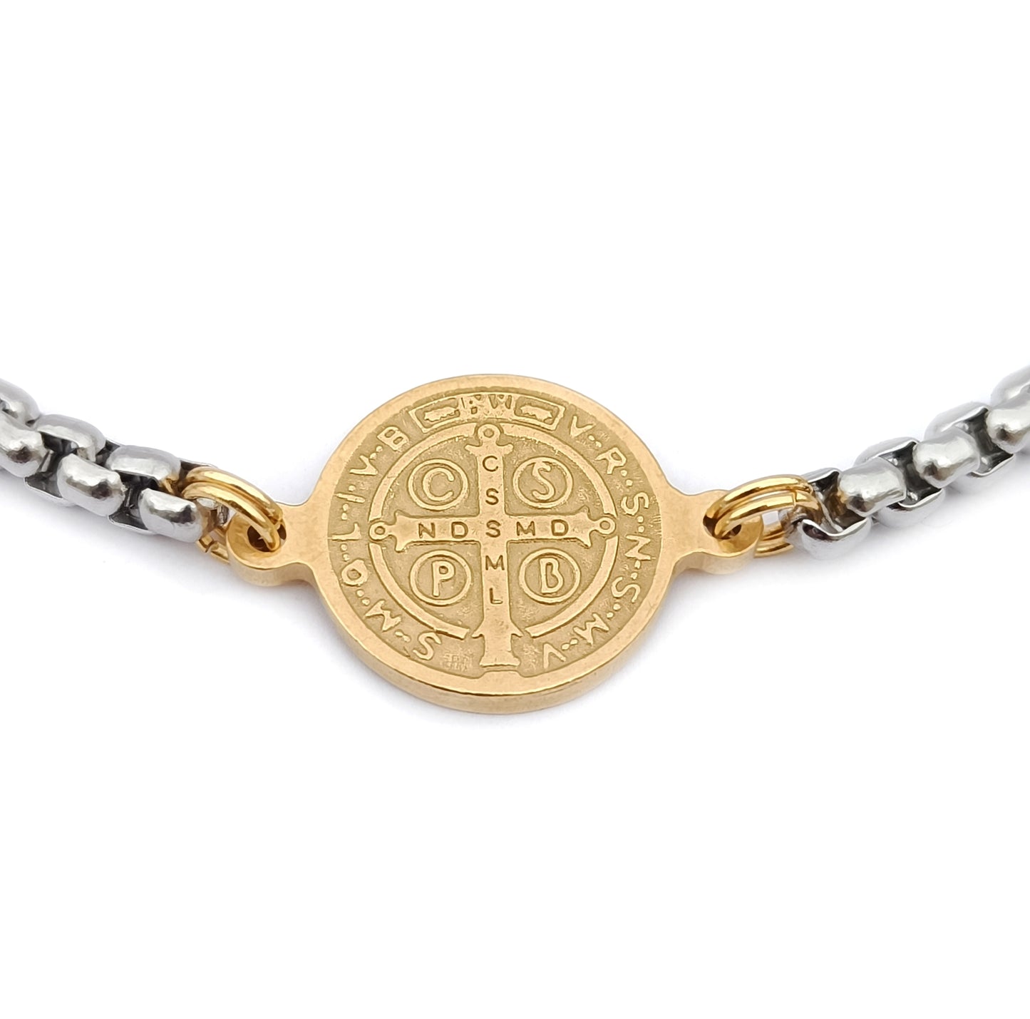 Pulseira St. Benedict`s - em aço inoxidável dourado