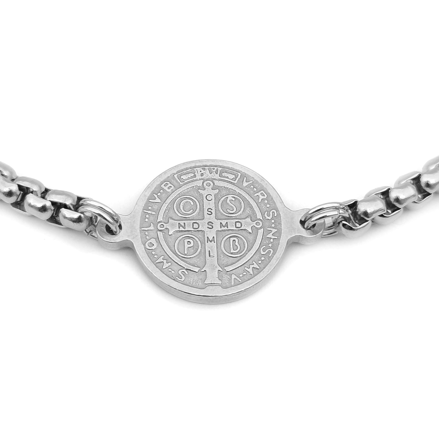 Pulseira St. Benedict`s - em aço inoxidável