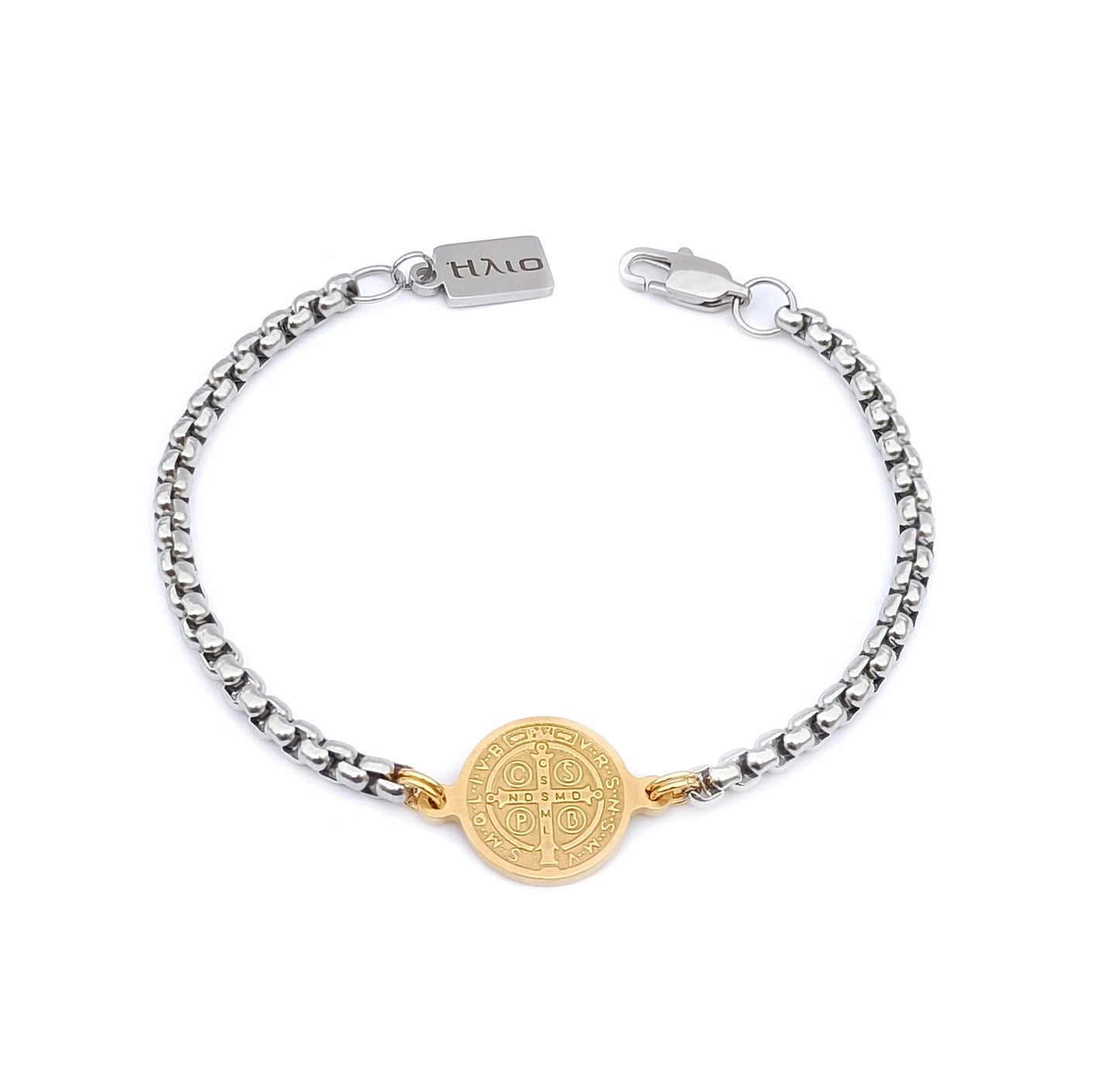 Pulseira St. Benedict`s - em aço inoxidável dourado