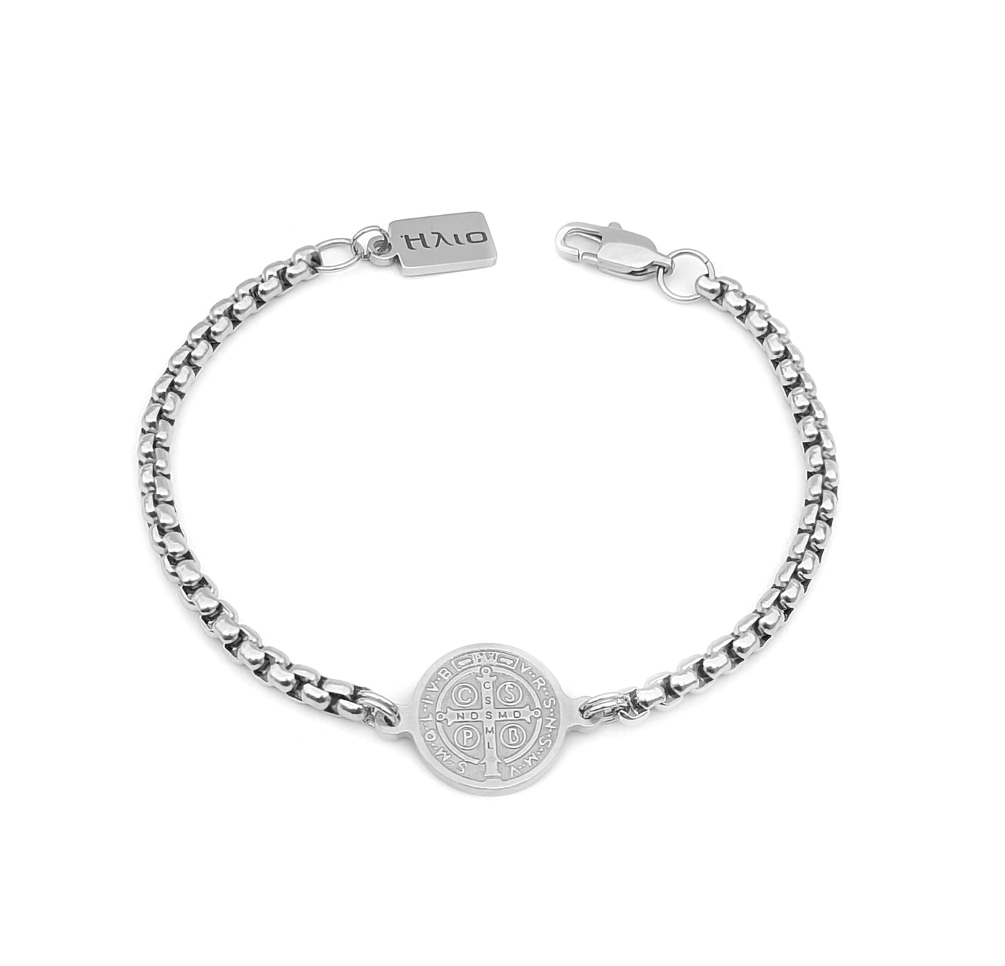 Pulseira St. Benedict`s - em aço inoxidável