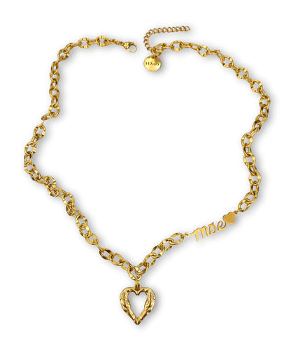 Colar Mother`s Heart - em aço inoxidável dourado