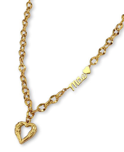 Colar Mother`s Heart - em aço inoxidável dourado