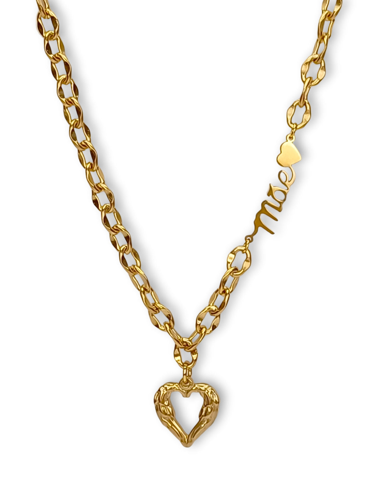 Colar Mother`s Heart - em aço inoxidável dourado