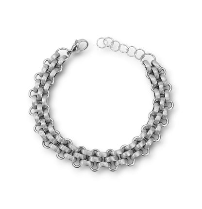 Conjunto Colar e Pulseira Wide Chain - em aço inoxidável