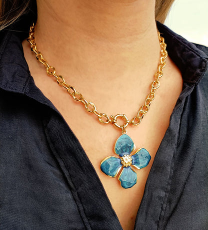 Colar Big Flower - em aço inoxidável