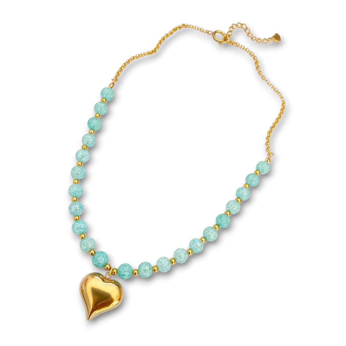 Colar Blue Love  - em aço inoxidável & pedras naturais