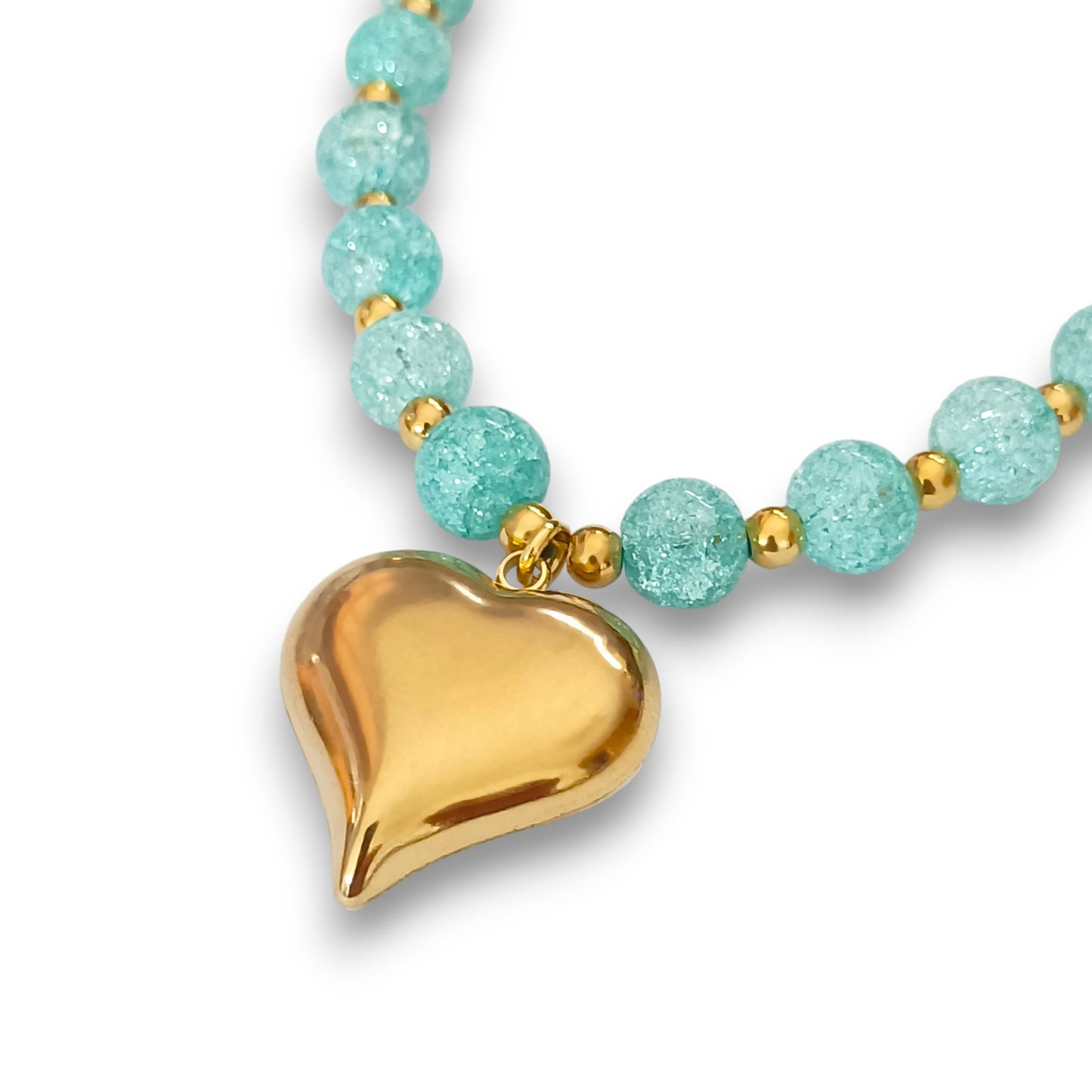 Colar Blue Love  - em aço inoxidável & pedras naturais