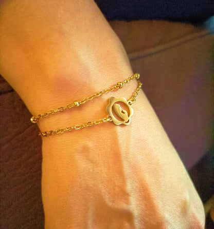 Pulseira Nossa Senhora - em aço inoxidável dourado