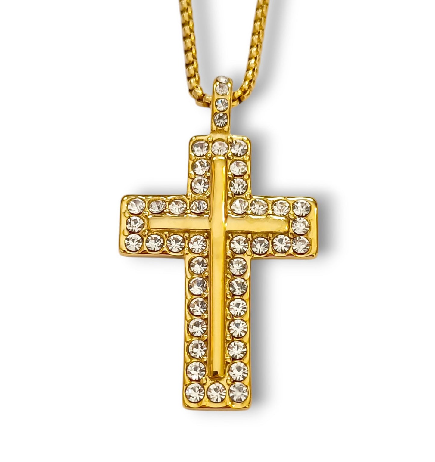 Colar Shining Cross - em aço inoxidável