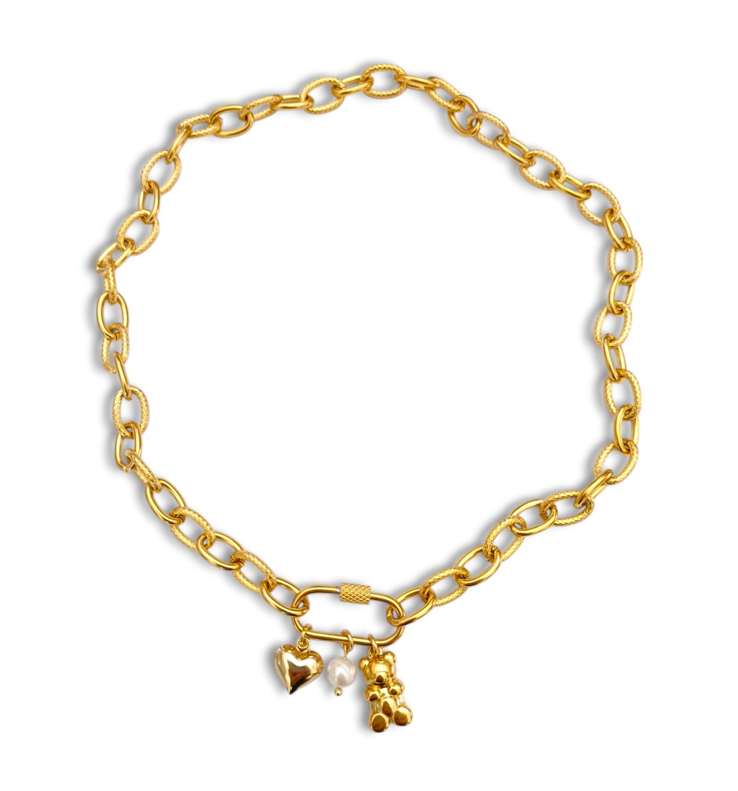 Colar Little Bear - em aço inoxidável dourado