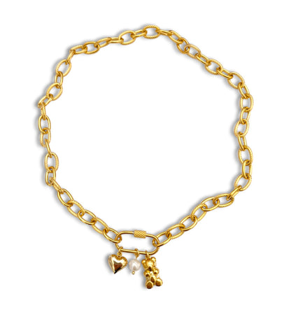 Colar Little Bear - em aço inoxidável dourado