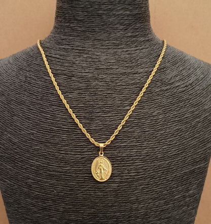 Colar Senhora da Graça - em aço inoxidável dourado
