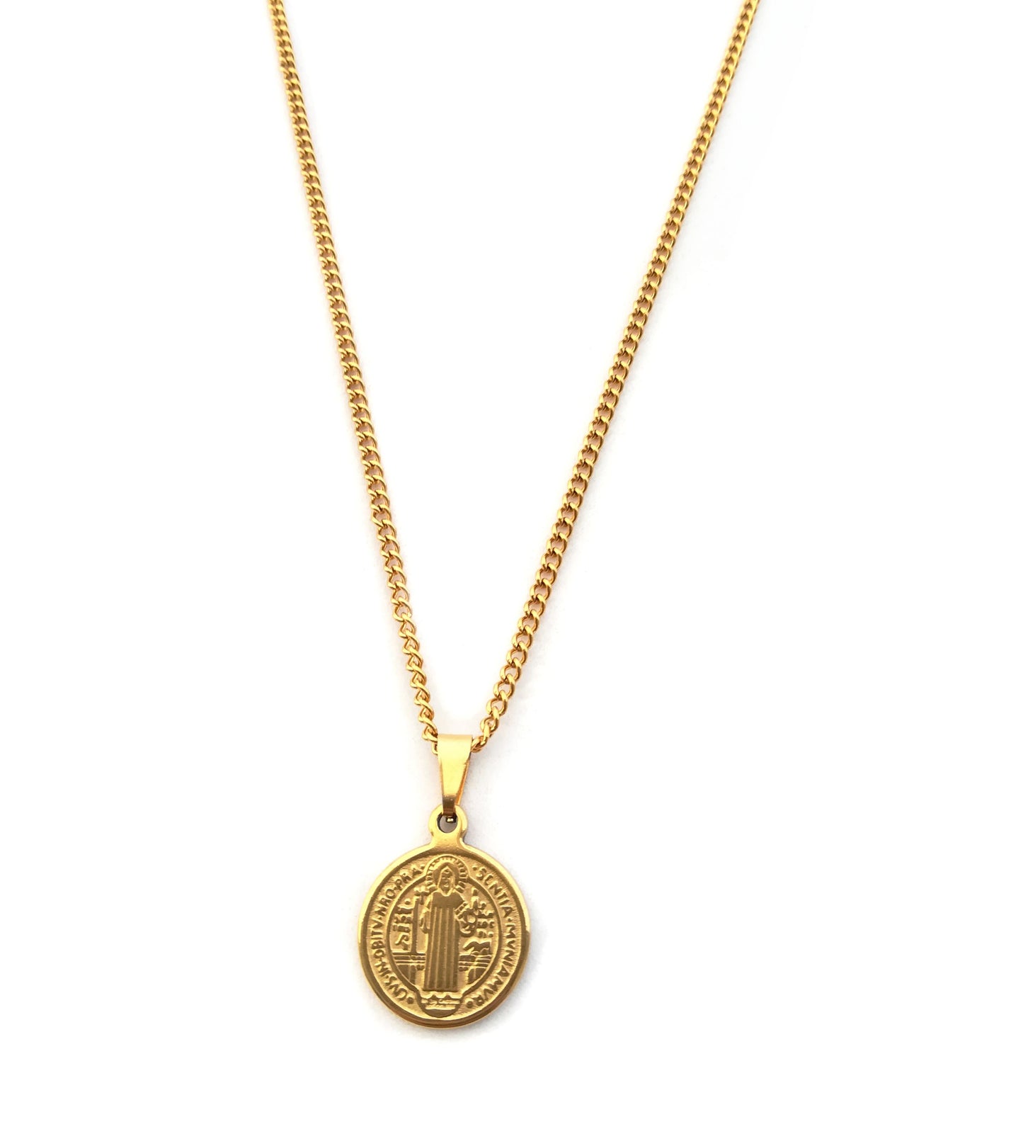Colar São Bento - em aço inoxidável dourado