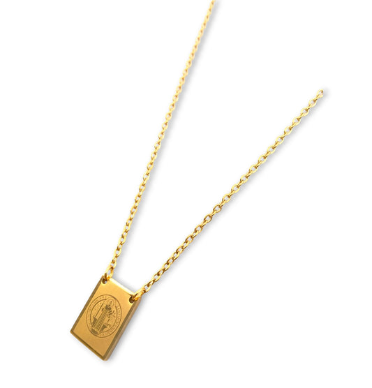 Colar Benedito - em aço inoxidável dourado