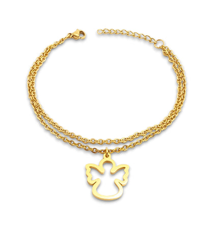 Conjunto Colar e Pulseira Dina - em aço inoxidável dourado