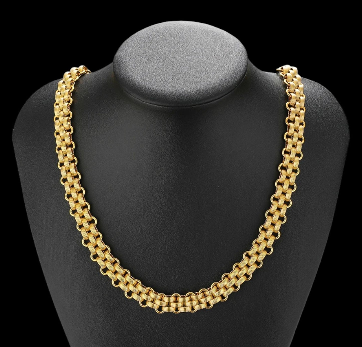Conjunto Colar e Pulseira Wide Chain - em aço inoxidável dourado
