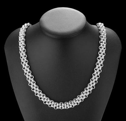 Conjunto Colar e Pulseira Wide Chain - em aço inoxidável