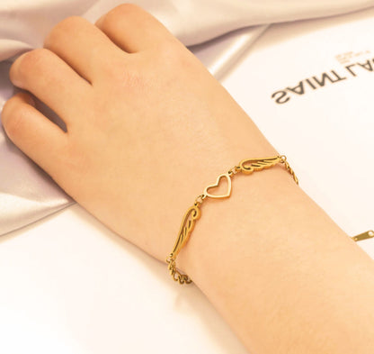 Pulseira Angel's Wings - em aço inoxidável dourado