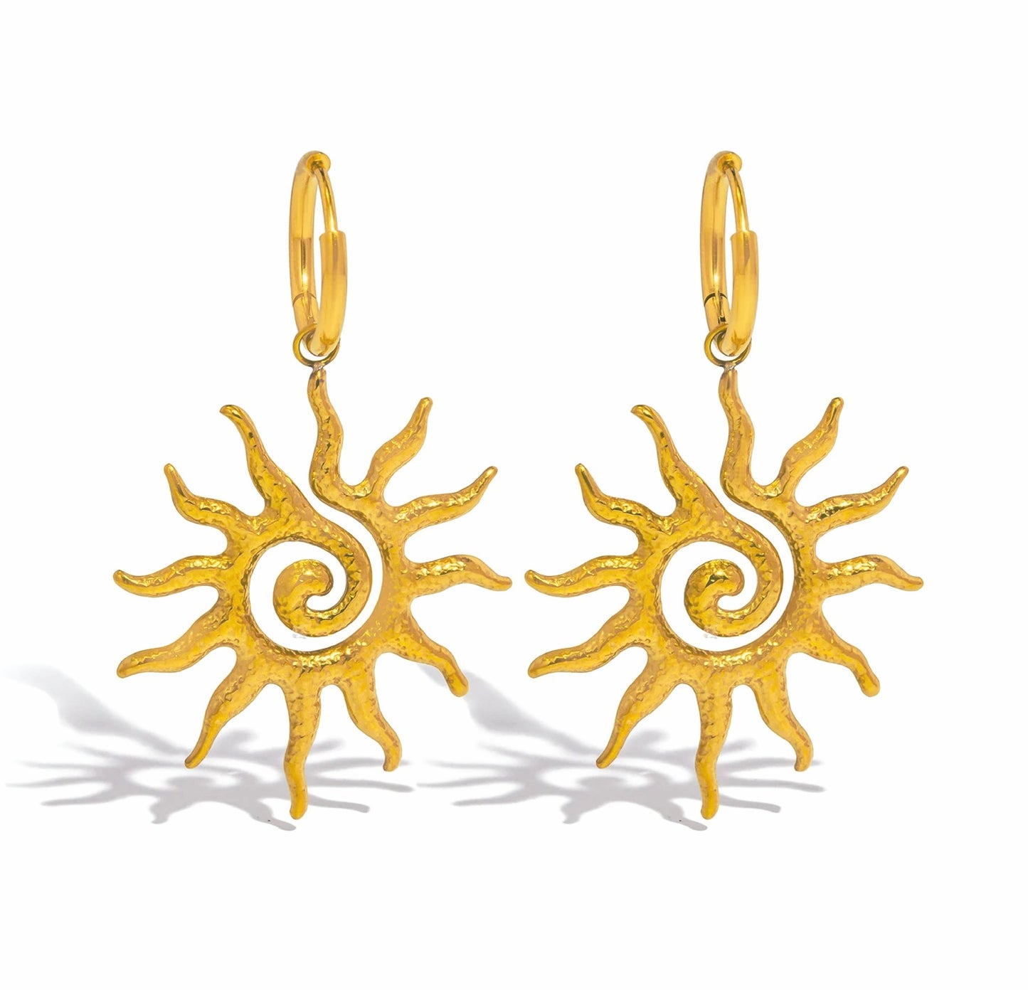 Brincos Sun Rays  - em aço inoxidável dourado