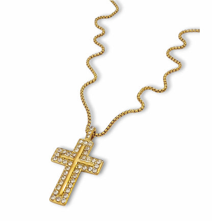 Colar Shining Cross - em aço inoxidável