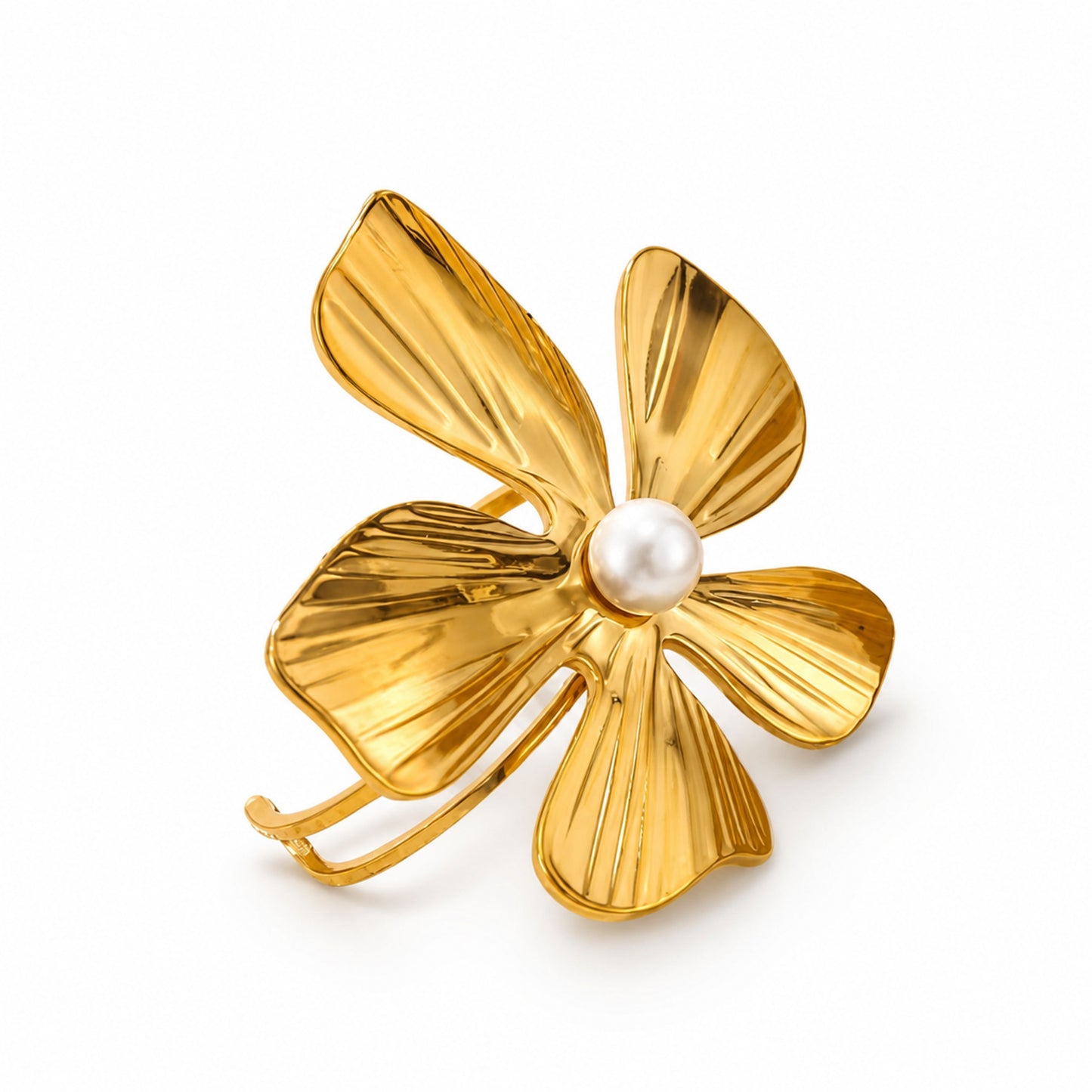 Anel Golden Flower- em aço inoxidável