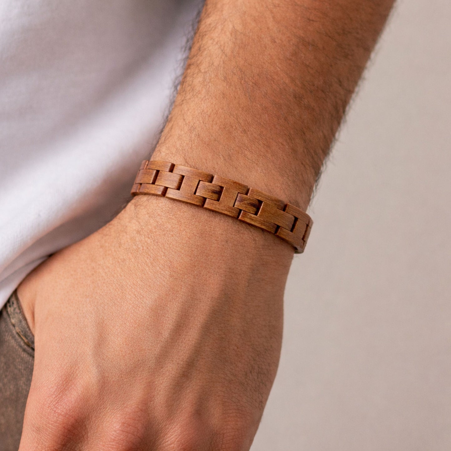 Pulseira Wood - em madeira e aço inoxidável