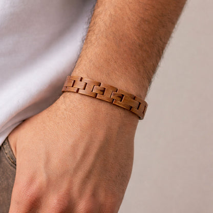 Pulseira Wood - em madeira e aço inoxidável