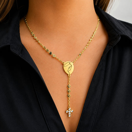 Colar Nossa Senhora - em aço inoxidável dourado