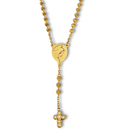 Colar Nossa Senhora - em aço inoxidável dourado