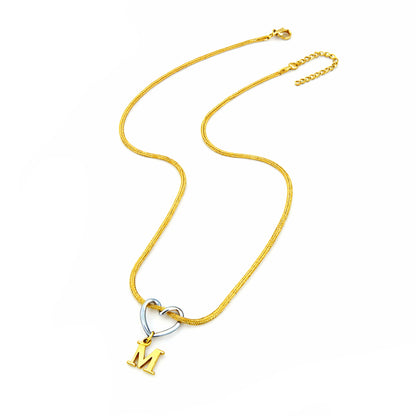 Colar Letter Silver Heart - em aço inoxidável