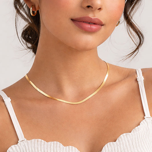 Colar Snake - em aço inoxidável dourado