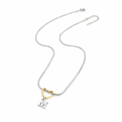 Colar Letter Golden Heart - em aço inoxidável