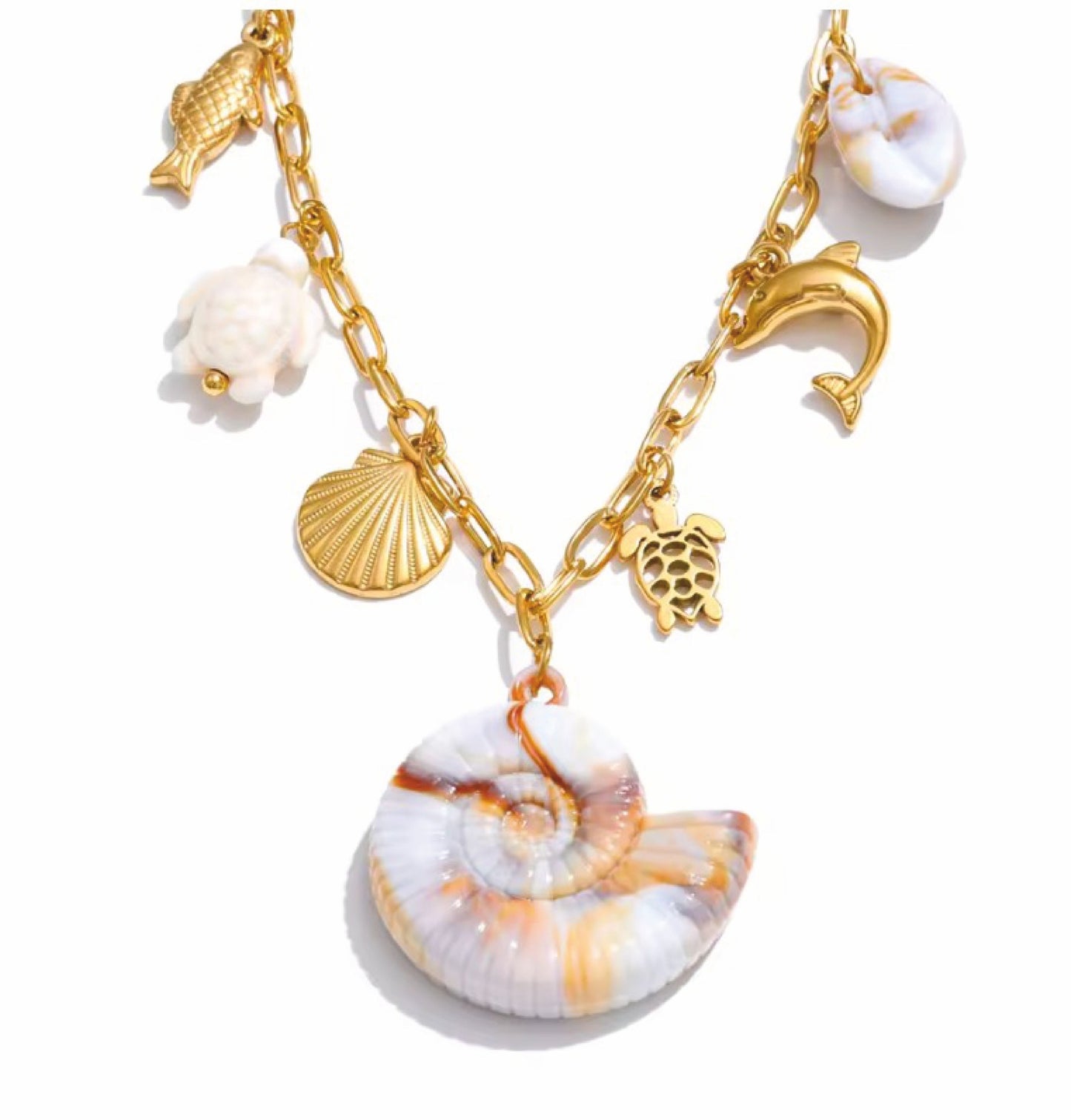 Colar Oceano Dourado - em aço inoxidável