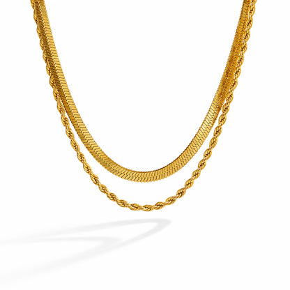 Colar Brunna - conjunto 2 colares em aço inoxidável dourado