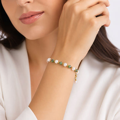Pulseira Dunne  - em pérolas naturais e aço inoxidável