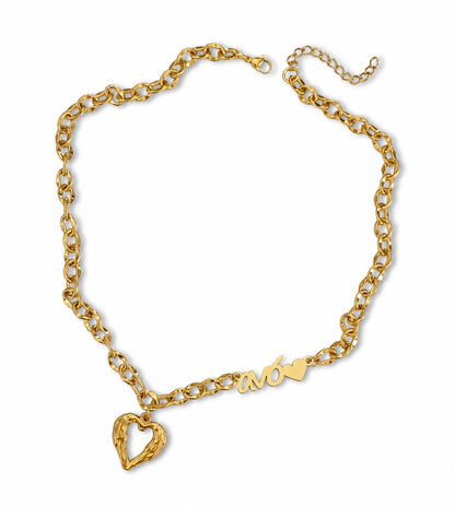 Colar Grandmother Heart - em aço inoxidável dourado