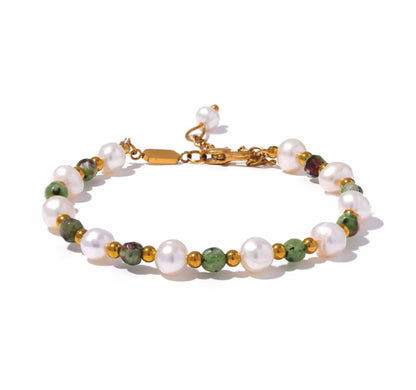 Pulseira Dunne  - em pérolas naturais e aço inoxidável