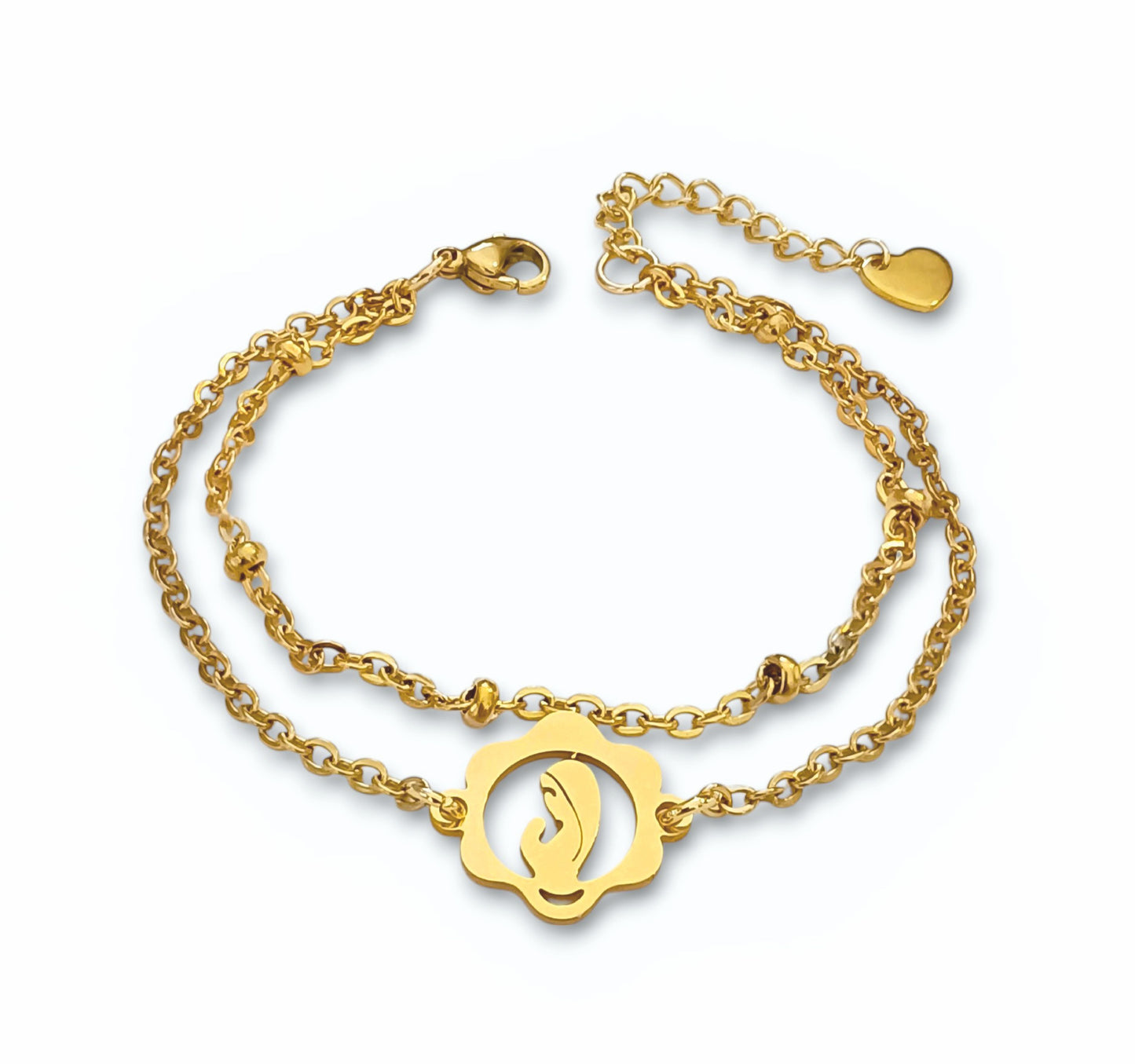 Pulseira Nossa Senhora - em aço inoxidável dourado