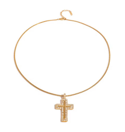 Colar Shining Cross - em aço inoxidável