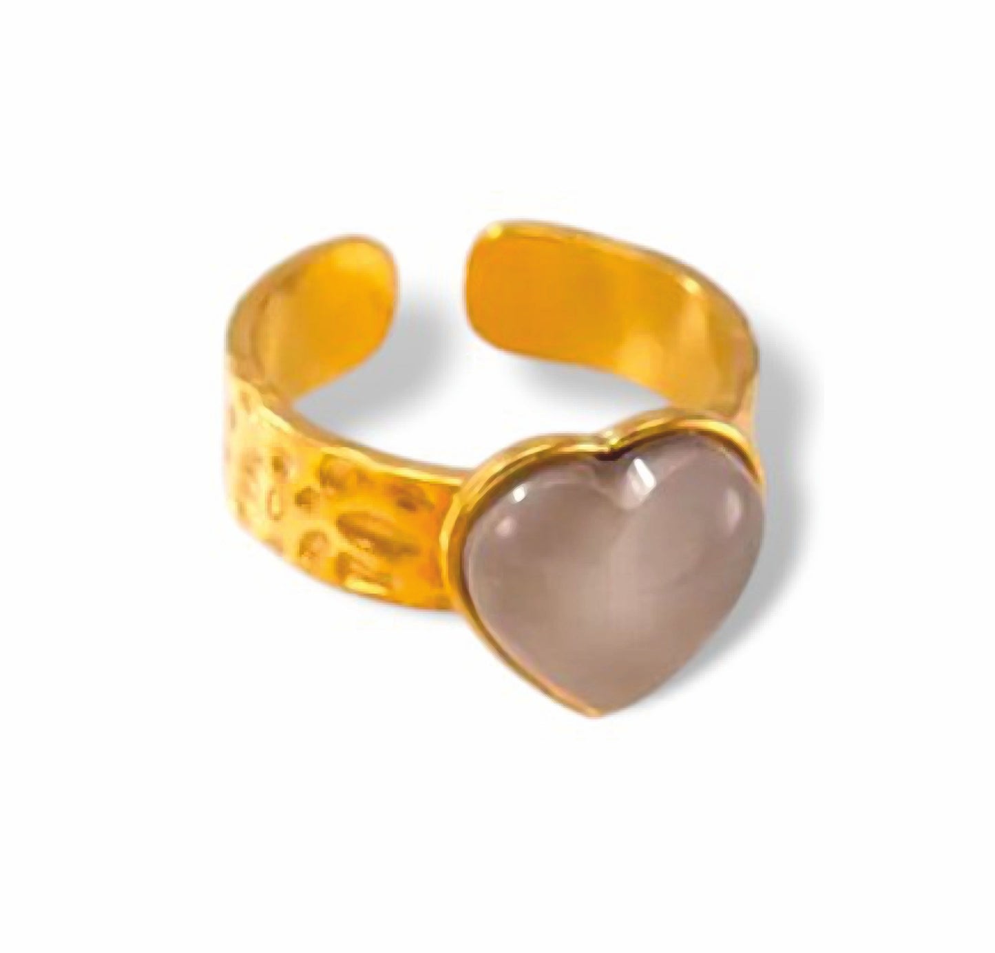 Anel Corazon Cristalino - em aço inoxidável